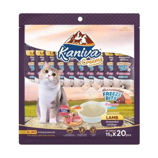 (แพ็ค 20 ซอง) Kaniva ขนมแมวเลีย Creamy Treat คานิว่า ครีมมี่ทรีต เพิ่มความอร่อยด้วยฟรีซดราย