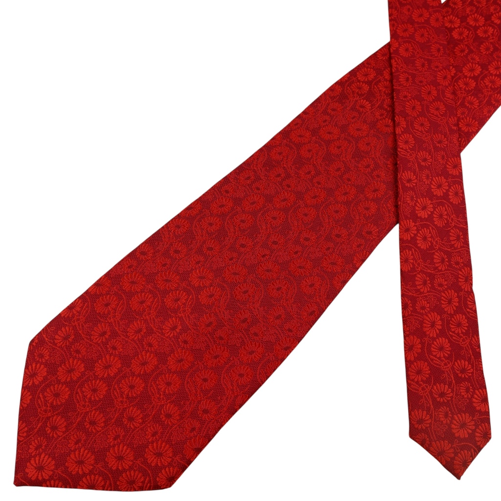 เนคไท Hugo Boss Silk Red Floral Geometric Italy เนคไทแบรนด์เนม ของแท้