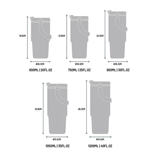 TYESO NEW CUPS แก้วน้ำหูหิ้ว สแตนเลส 304 ถอดล้างได้ มีให้เลือก 6 สี 01-01023/01-01024 600ML/900ML