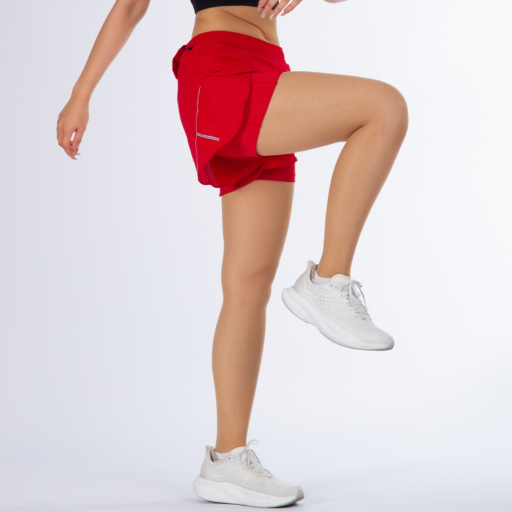 TL 2-IN-1 MOTION SHORTS กางเกงวิ่งผู้หญิง รุ่น โมชั่น สีแดง (25221R)