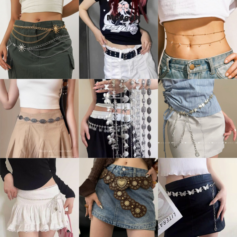 ในไทย-พร้อมส่ง✨เข็ดขัดแฟชั่น เข้ากับทุกการแต่งกาย แมทซ์กับชุดเก๋ๆ โซ่เอวทอสไตล์โบฮีเมียน สำหรับผู้หญิง เครื่องประดับแฟชั
