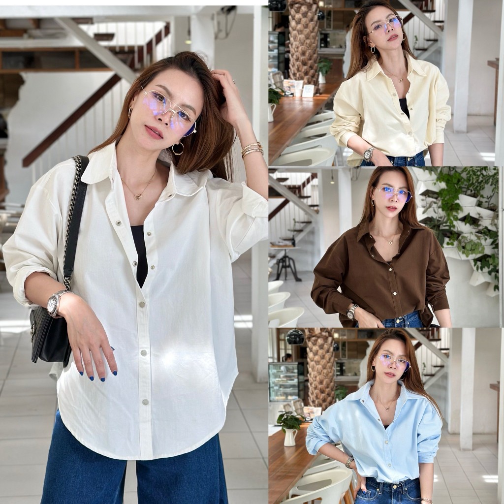 C001 Cool shirt (คลู เชิ้ต) เสื้อเชิ้ตแขนยาว แต่งกระดุมปั๊ม DEEZYY