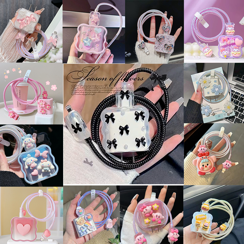 พร้อมส่งจากไทย🚚ชุดเเต่งสายชาร์จสำหรับสายชาร์ 18w 20w เคสอะเเดปเตอร์ ลายการ์ตูน ชุดถนอมสายชาร์จการ์ตูนน่ารักๆ