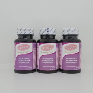 HISOVIT สารสกัดจากเปลือกสนฝรั่งเศส,แอสต้าแซนธิน, เรสเวอราทรอล 60 แคปซูล
