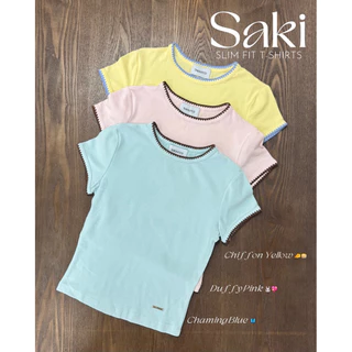 THESUNCO-SAKI (ซา-กิ) เสื้อยืดSLIM-FIT เดินเส้นด้ายตัดคู่สี เนื้อผ้านุ่ม ยืด สบายผิว