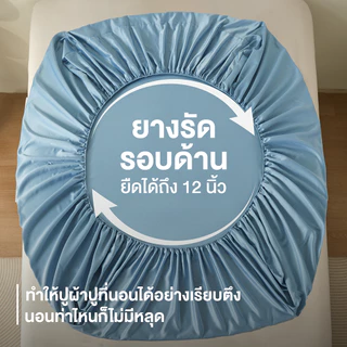ibed ผ้าปูที่นอนเย็น นุ่มลื่น ป้องกันไรฝุ่น กันขนสัตว์ รุ่น Adaptive Cool Silk พิมพ์ลาย Lunaria Aqua