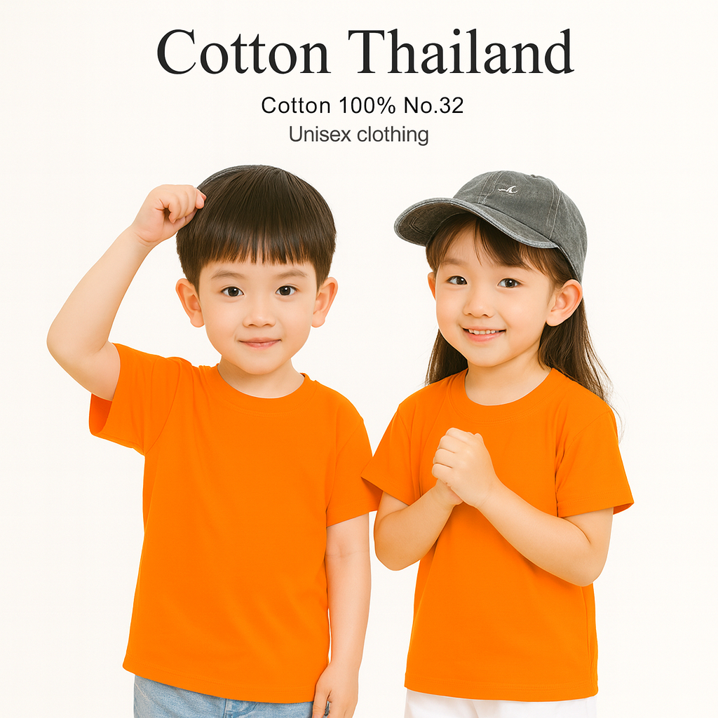 เสื้อยืดเด็ก Cotton แท้ 100% คอกลม แขนสั้น ใส่สบาย kid T-shirt