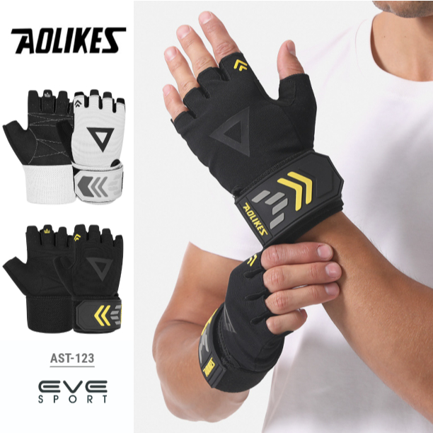 AOLIKES #123 (แพ็คคู่) ถุงมือออกกำลังกายรุ่นใหม่ ถุงมือฟิตเนส ถุงมือยกน้ำหนัก สำหรับผู้ชายและผู้หญิง