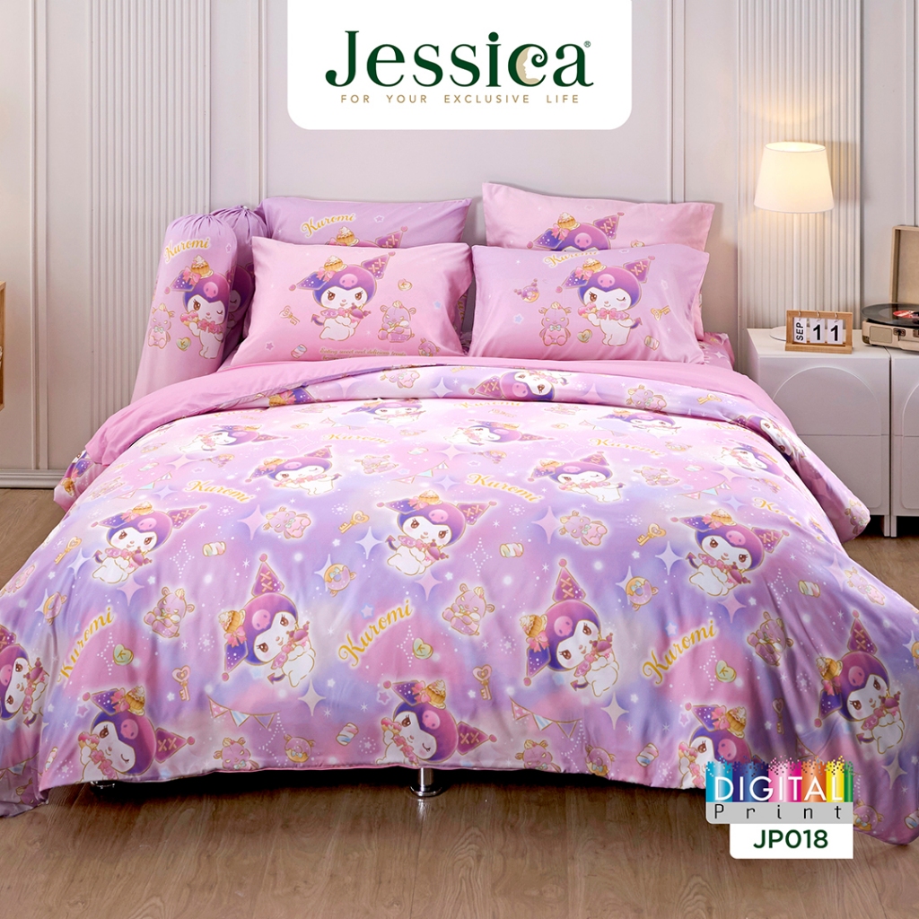 Jessica Kuromi JP018 ลิขสิทธิ์แท้ Sanrio คูโรมิ เจสสิก้า พิมพ์ลายดิจิตอล ชุดเครื่องนอน ผ้าปูที่นอน ผ้าห่มนวม