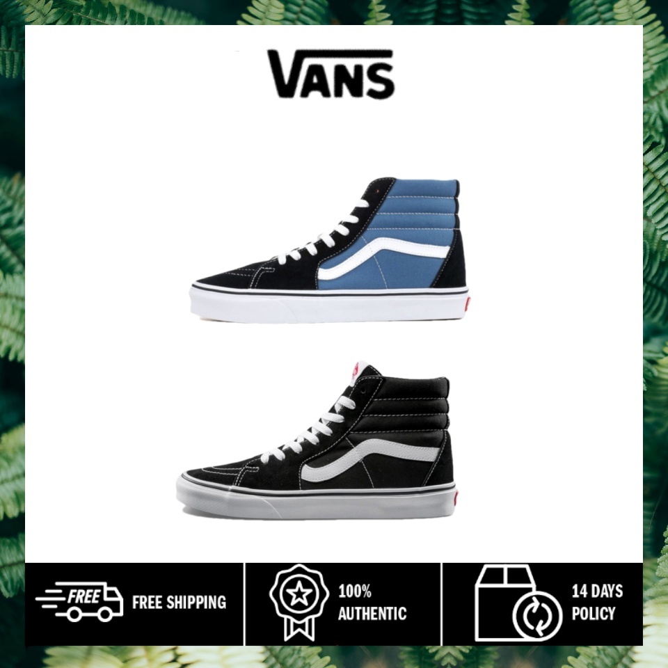 🔥100%Original🌟 VANS SK8-HI BLACK/BLACK/WHITE รองเท้า ผ้าใบ VANS ชาย หญิง  (Classic) ของแท้