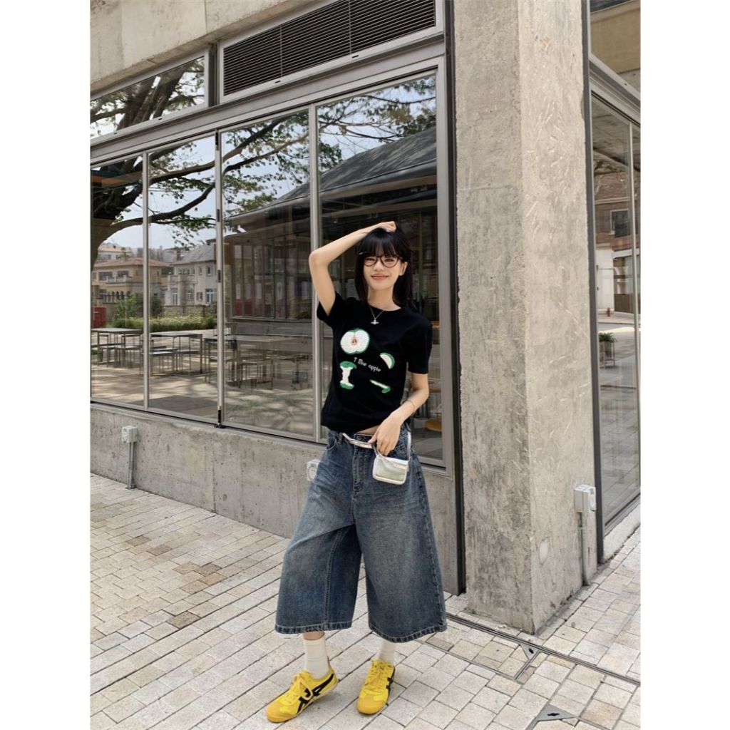 เสื้อยืดผู้หญิง เสื้อยืดคอกลม ใส่ได้ทุกหุ่น ทรงหลวม สีสดๆ ลายผ้าขนหนู #22359 - รูปที่ 5