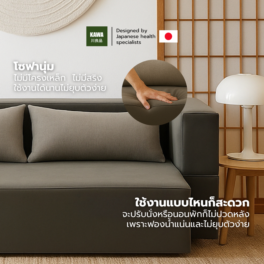 KAWA โซฟาเบด [อัดสูญญากาศ] 2in1 รุ่น ZOFY ปรับนั่งและนอนได้ พับเก็บง่าย ดีไซน์มินิมอล ฟรีหมอนอิง 2 ใบ รูปที่ 2