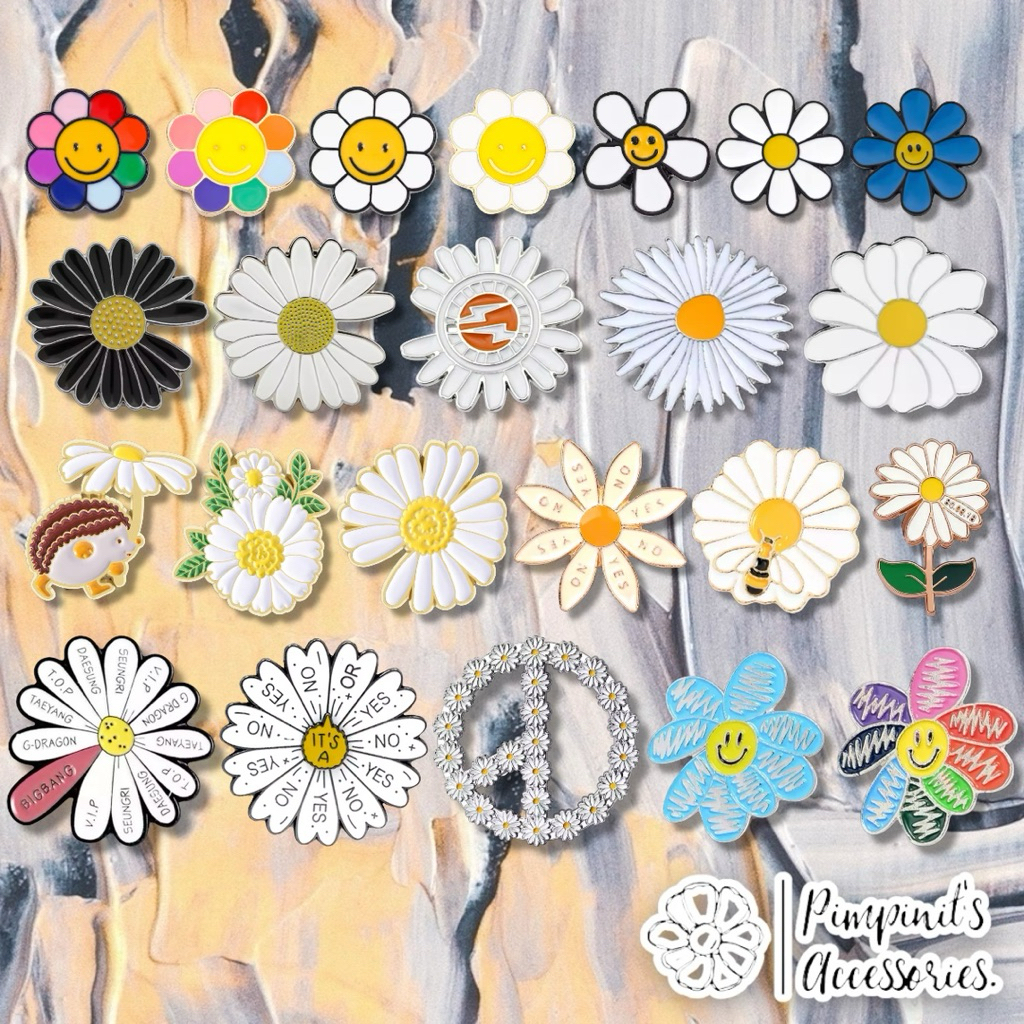 ✿ ร้านในไทยพร้อมส่ง : เข็มกลัดเซ็ทดอกเดซี่จิ๋ว | MINI DAISY FLOWER Enamel Brooch Pin Set. - รูปที่ 4