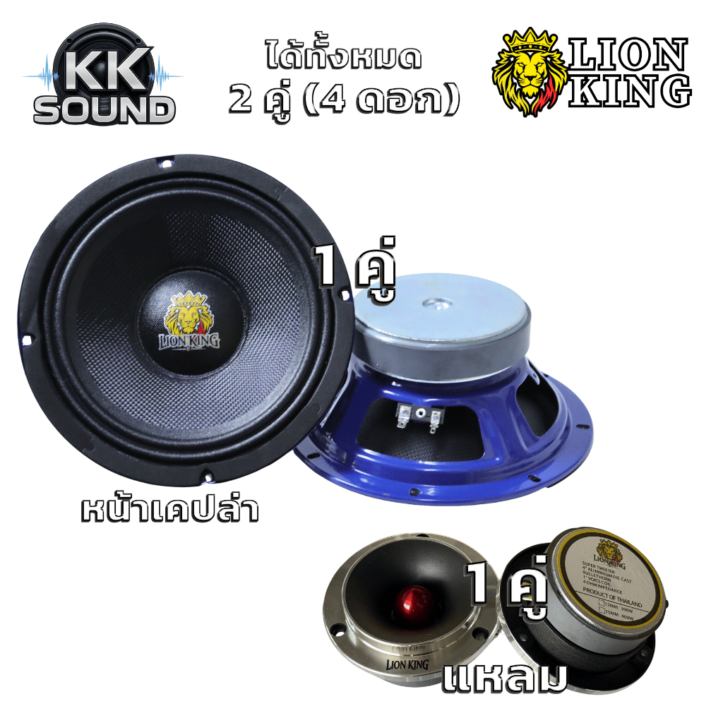 [Lion King]ลำโพงเสียงกลางแหลม 8 นิ้ว หน้าเคฟล่า กันน้ำ แม่เหล็ก 120 วอยซ์ 35mm