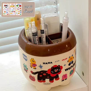 DEMA แถมสติ๊กเกอร์ กล่องใส่เครื่องเขียน ที่ใส่ปากกา กล่องใส่ของ อุปกรณ์สำนักงาน กล่องเครื่องเขียนลายการ์ตูน พร้อมส่ง