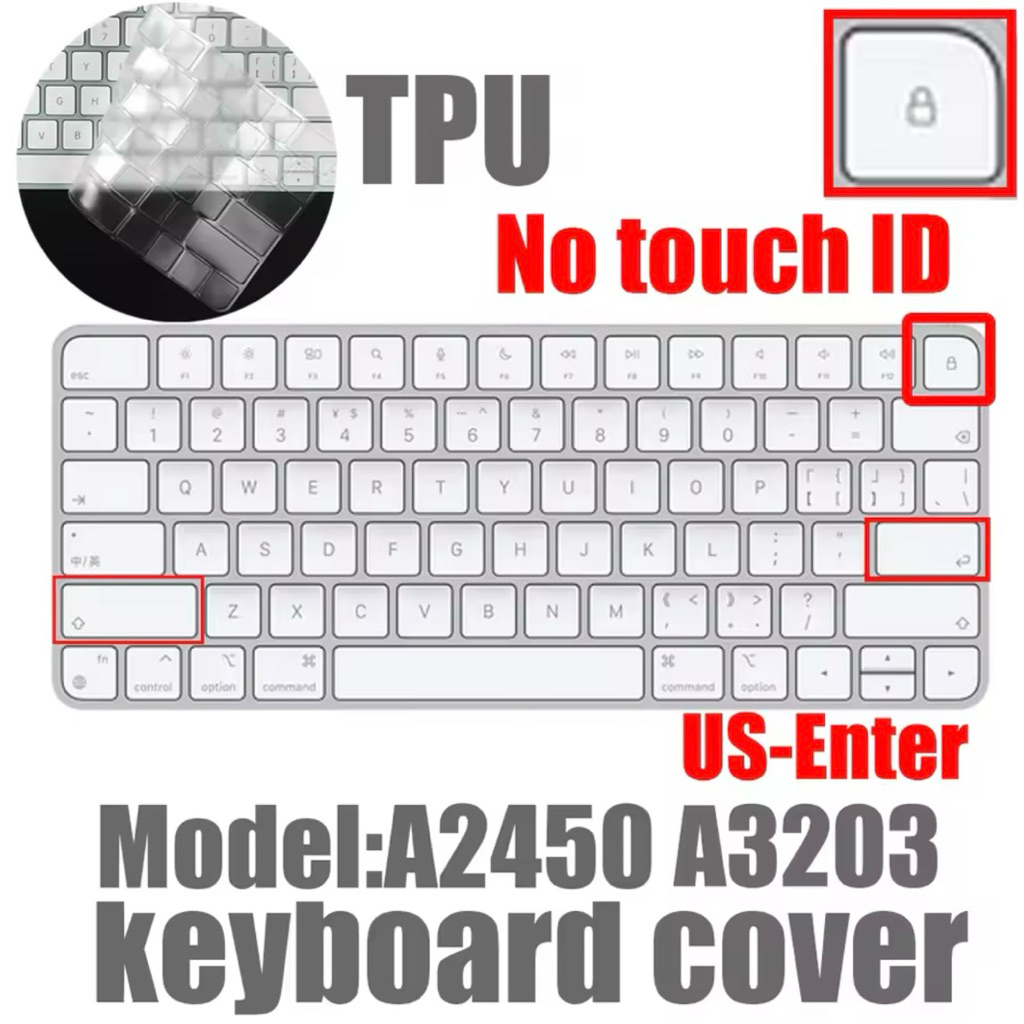 Silicone Cover Magic Keyboard For iMac 24” A2450 A3203 No Touch ID ใสTPU ซิลิโคนแป้นพิมพ์คีย์บอร์ด
