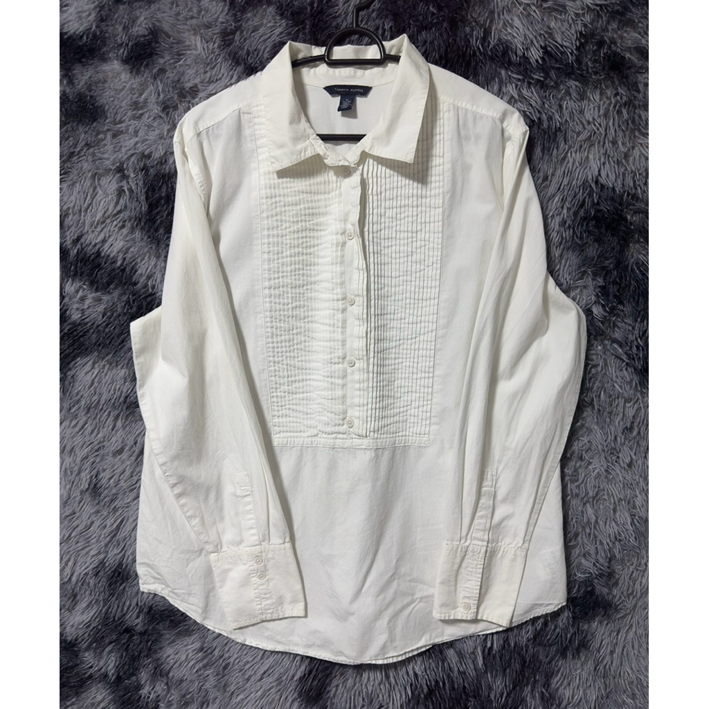 📌📌sale เสื้อเชิ้ตสีขาวแขนยาวTommy Hilfigerมือสอง❤️👔