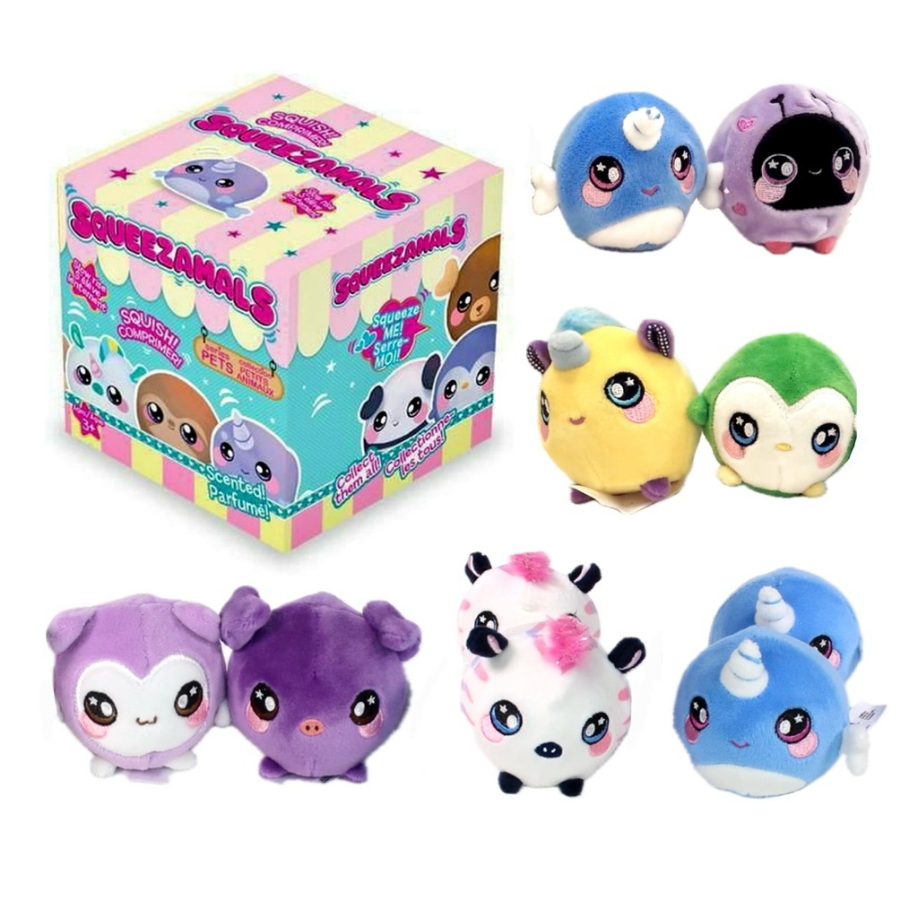 Squeezamals กล่องสุ่มตุ๊กตา สกุชชี่ มีกลิ่นหอมองุ่น พร้อมส่ง ของแท้ 100%
