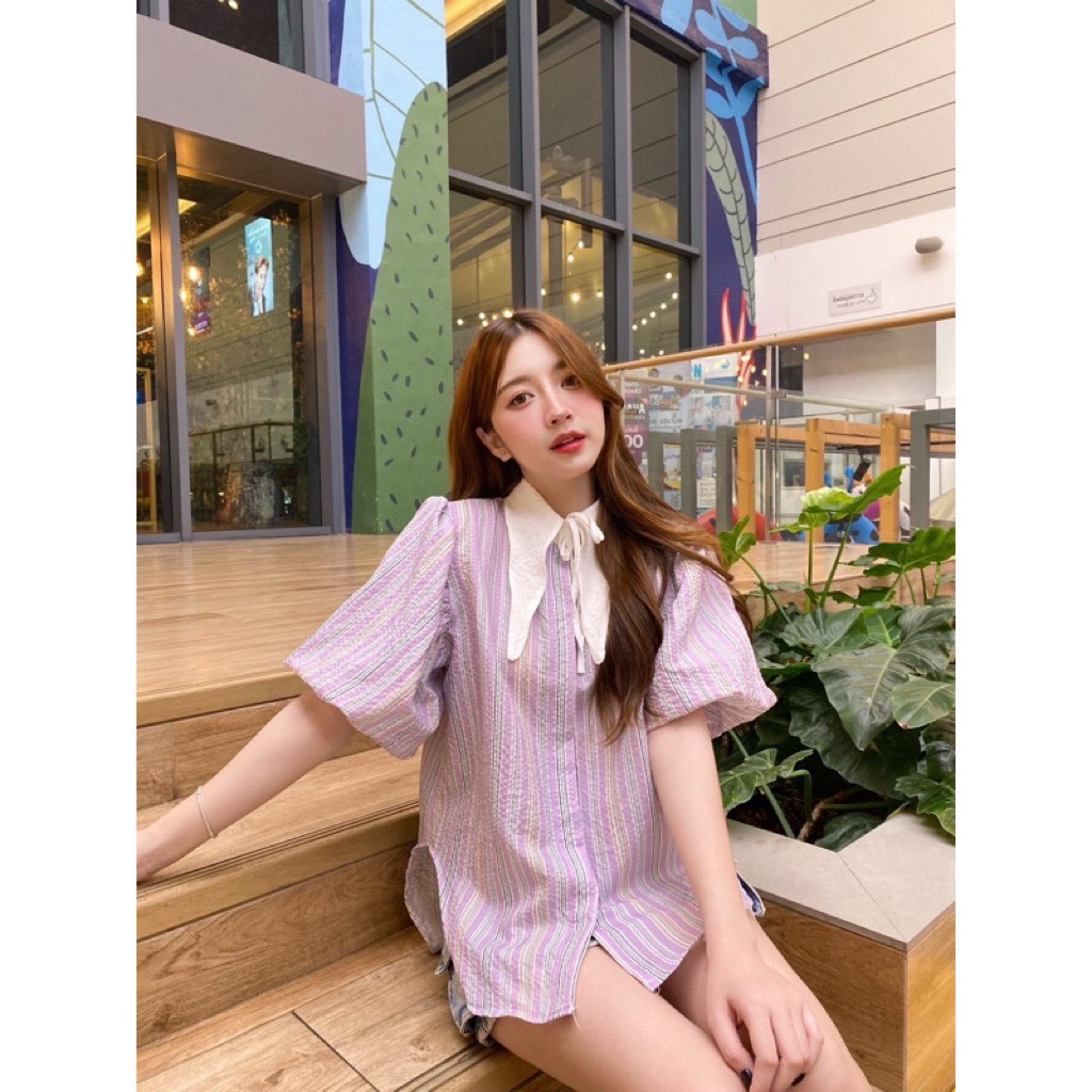 KORRA Clothes เชิ้ตคอปกหูกระต่ายแขนพอง ส่งต่อ