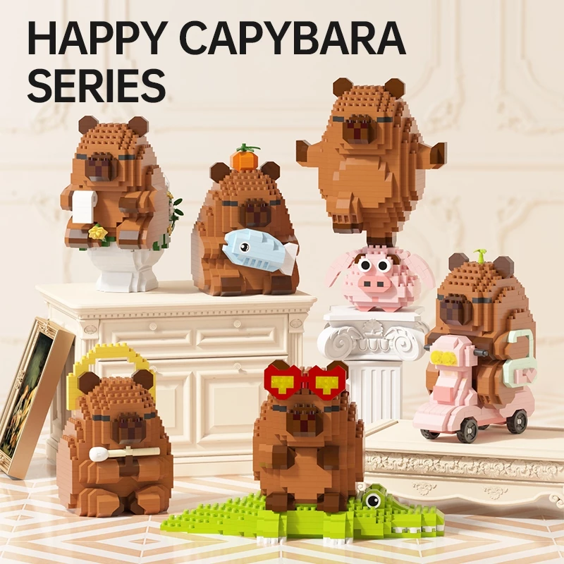 ของเล่นเพื่อการศึกษา ตัวต่อคาปิบาร่า บล็อกจิ๋ว DIY ของขวัญวันเกิดน่ารัก