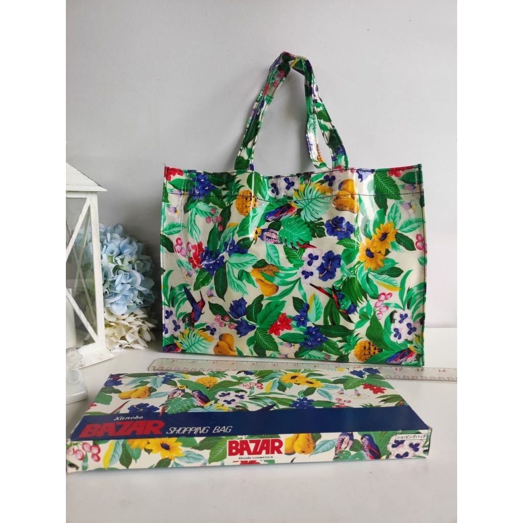 [Japan] 🇯🇵 Kanebo Bazar shopping bag กระเป๋าช้อปปิ้ง ผ้าเคลือบกันน้ำ