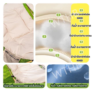 WTHB เก้าอี้แคมป์ปิ้ง เก้าอี้สนามพับได้ เก้าอี้โซฟา แบบปรับได้ เพิ่มผ้าฝ้าย รับน้ำหนัก 300กก