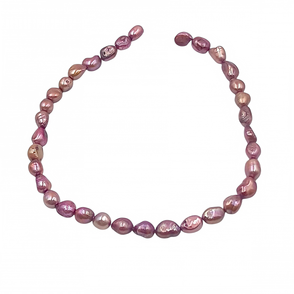 ลูกปัดมุกแท้ ลักษณะรูปไข่แบน สีมวง Purple Flat Oval Pearl Bead ขนาด 9x11 mm - (LZ-0765)