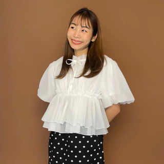(S-3XL) CHAWY Ruffle Blouse 🐻‍ C4754 เสื้อระบายชีฟอง แขนตุ๊กตา