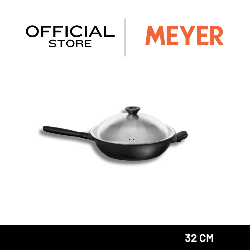 MEYER MIDNIGHT กระทะทรงจีน hard-anodize ขนาด 32 ซม. พร้อมฝา Wok/Stirfry (85083-TE12) ราคา ถูกที่สุด ดีลบีเคเค