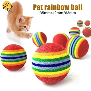PETStar1 ของเล่นสัตว์เลี้ยงลูกสุนัขลูกแมวของเล่นลูกแมว Rainbow Chew Interactive Ball