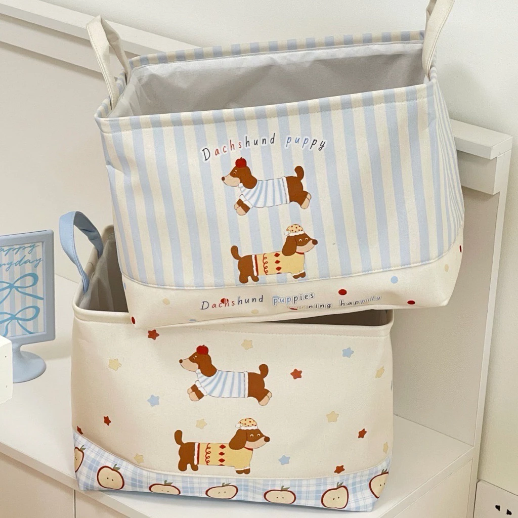 พร้อมส่ง ตะกร้าใส่ผ้า ลายน้องหมา Dashshund  น่ารักสุดๆ  ใส่ผ้า เก็บของ หรือตกแต่งห้องก็น่ารัก thumbnail 4