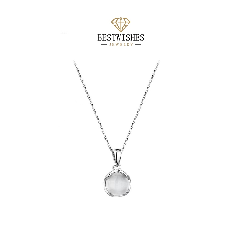 Jewelry สร้อยคอทองคำขาว Lucky Stone สร้อยคอแฟชั่น หินโมราสีขาว สร้อยหินนำโชค ของขวัญให้แฟน สไตล์ใหม่