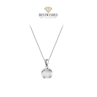 Jewelry สร้อยคอเงิน Lucky Stone สร้อยคอแฟชั่น หินโมราสีขาว ส…