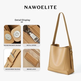NAWOELITE กระเป๋าถังหนัง PUคลาสสิก กระเป๋า Crossbody Bag กระเป๋าแฟชั่นสุภาพสตรีกระเป๋าสะพายไหล่ Bucket Bag