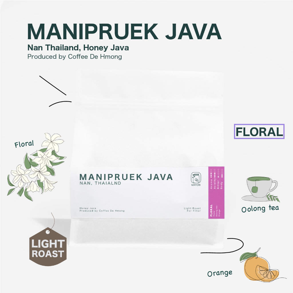 Matori Coffee Roaster เมล็ดกาแฟคั่วอ่อน Thailand Nan, Manipruek Java Honey Java