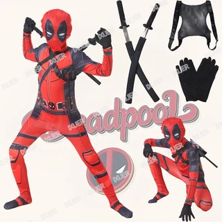 ชุดจั๊มสูทคอสเพลย์ Deadpool Superhero สําหรับเด็ก Deadpool Coslay ฮาโลวีน รุ่นสําหรับของขวัญเด็กอะนิเมะการ์ตูน
