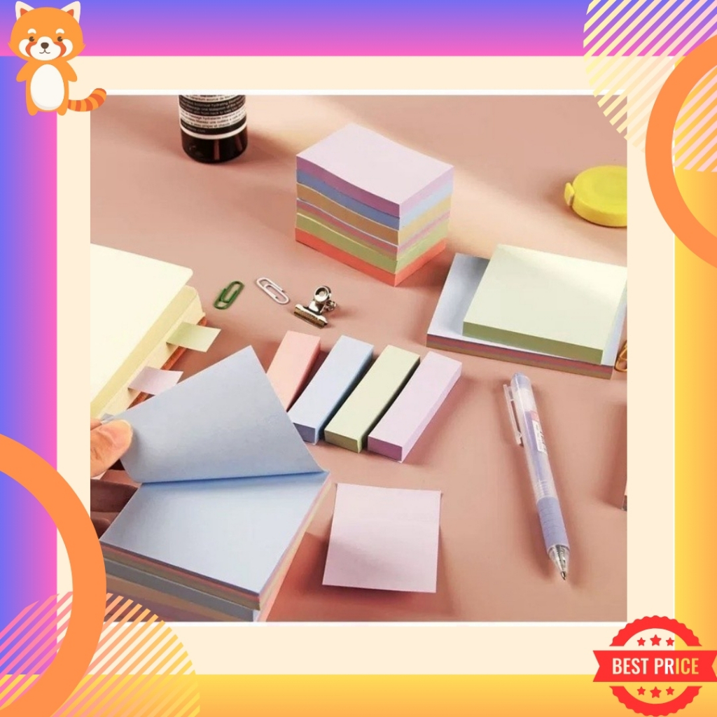 กระดาษโน้ต มีกาวในตัว รุ่น Premium (หนา+เรียบลื่น+สีสดชัด) sticky note กระดาษสีพาสเทล 100 แผ่น มีหลายสี หลายแบบ