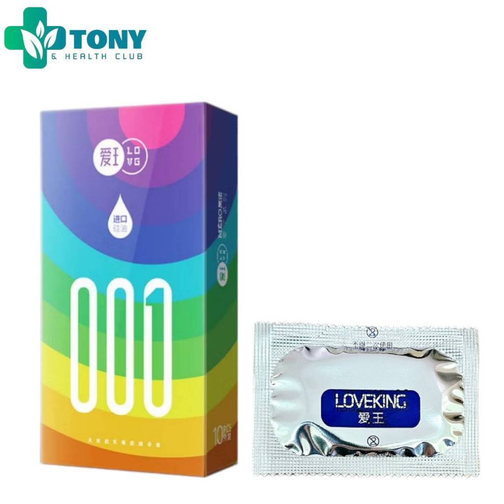 ถุงยางอนามัย ตรา Mero รุ่น 001 Love King กว้าง 49 มม. กล่องสีรุ้ง Mero condom Love King 001 size 49mm smooth surface