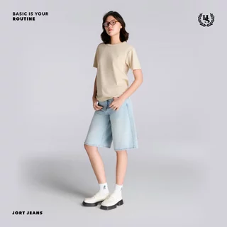 Highschool Basic Collection : Routine Baggy Jorts กางเกงยีนส์ขาสั้นไฮสคูลสีเฟด - BTB35098