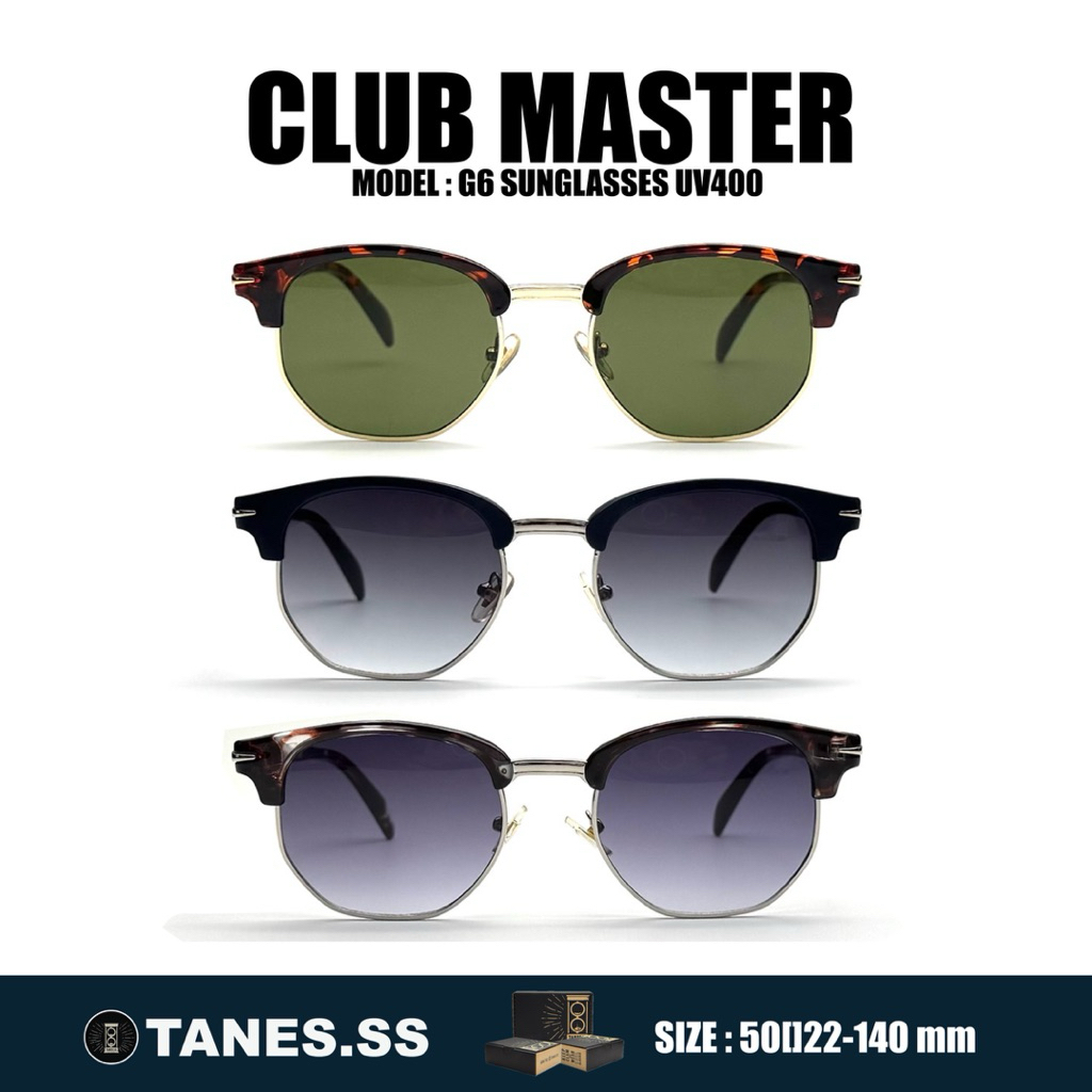 TANES.SS | G6 [SUNGLASSES UV400] CLUB MASTER แว่นตากันแดด รุ่นคลับมาสเตอร์ กันแดด UV400 วัสดุดีน้ำหนักเบาสุดๆ
