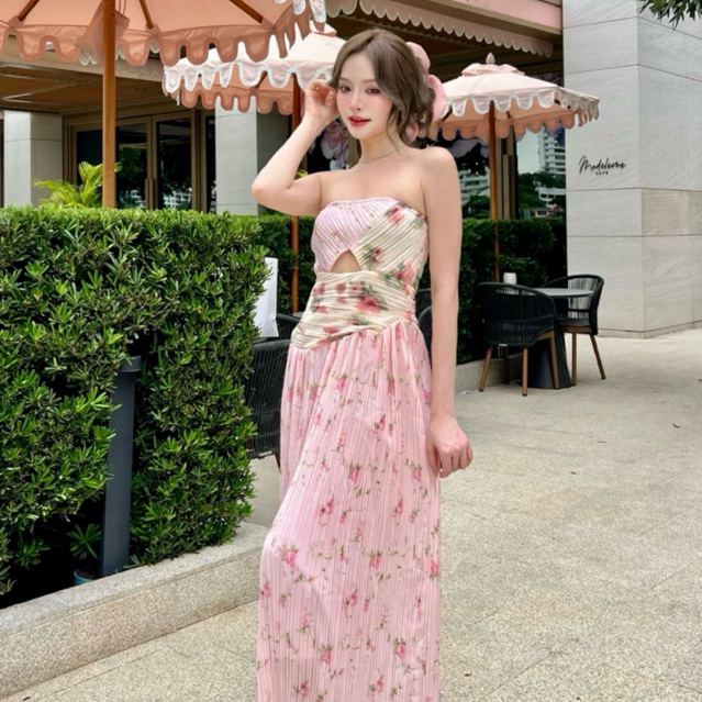 #KATI336ꕤ ‎⸝ ⸝ ⸝ Rosé Garden Elegance Dress◞✿