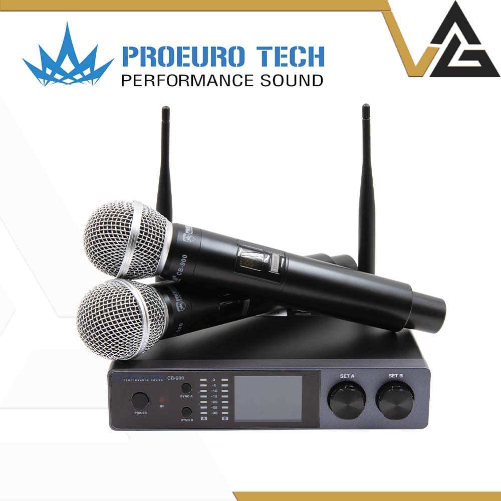 PROEUROTECH CB-900 ไมค์ลอยมือถือคู่ มี Echo ให้เลือก 3 แบบ จอแสดงผล สามารถตั้งความถี่ได้ 32 Channel 