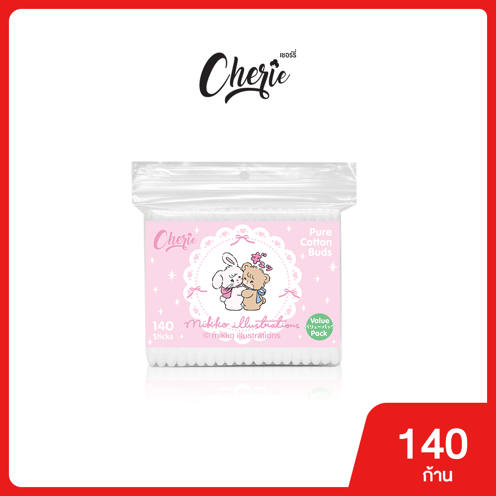 (1 ซอง) Haru x Mikko Illustrations - สำลีก้าน 140 ก้าน ผลิตจากฝ้ายบริสุทธิ์ 100%
