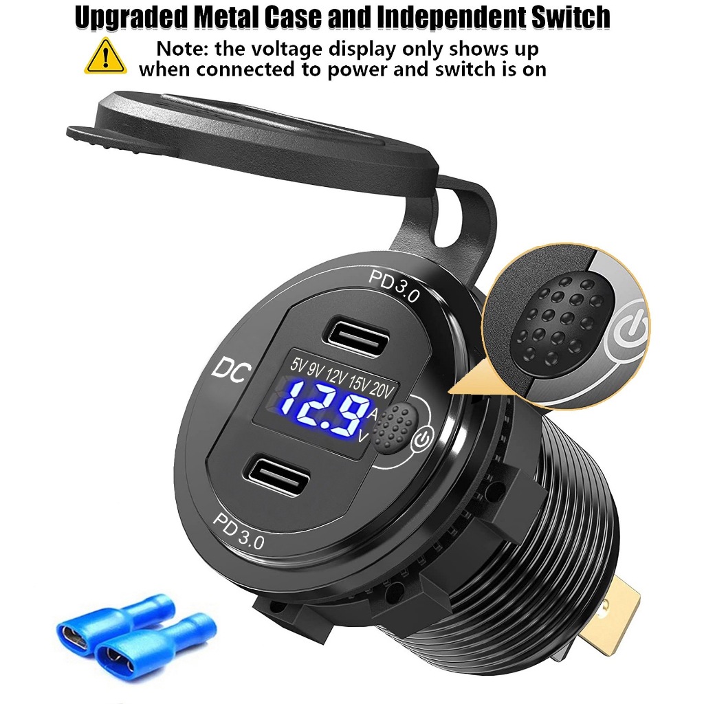 ที่ชาร์จรถยนต์อเนกประสงค์ 100W 12-24V สำหรับรถจักรยานยนต์ รถยนต์ และรถบรรทุก พร้อมสวิตช์กันน้ำ ราคา ถูกที่สุด ดีลบีเคเค แกลเลอรีภาพที่ 9