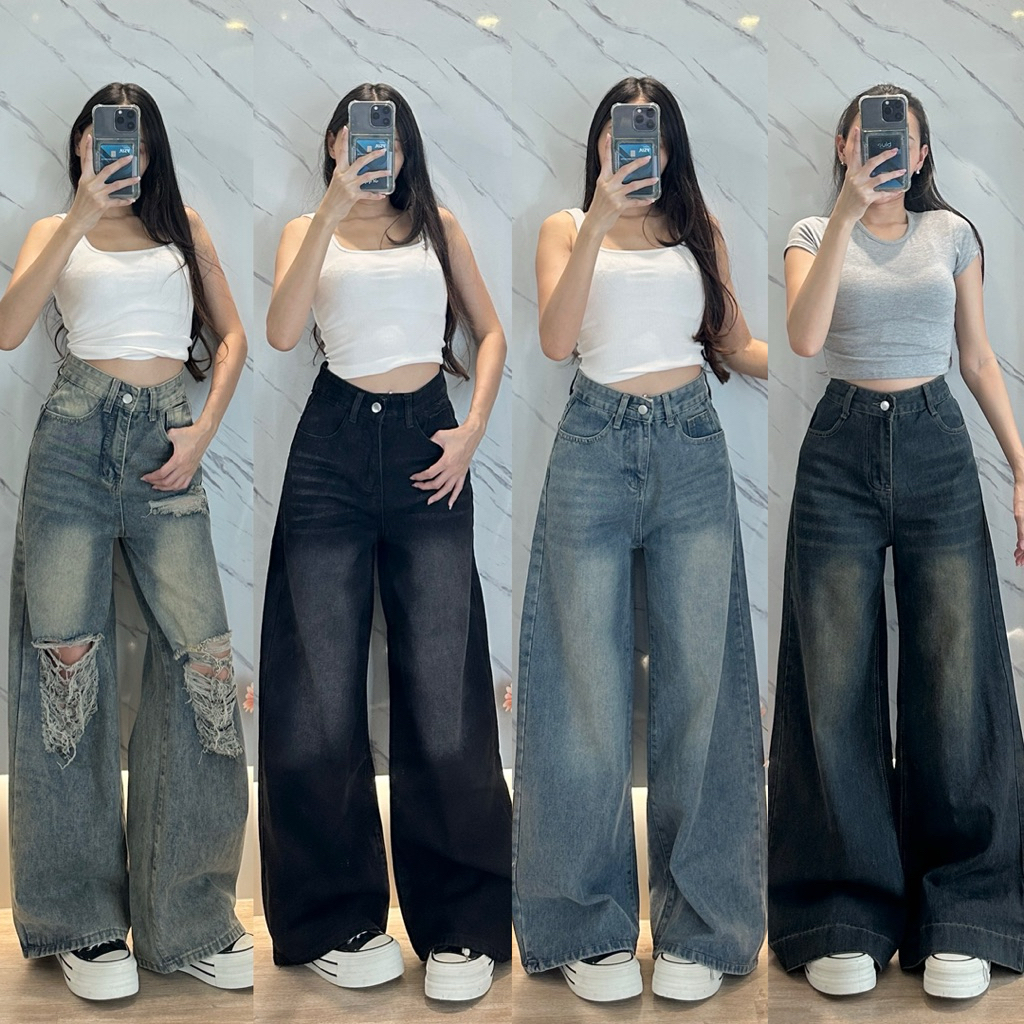 Baggy Jeans ทรงขาบาน 8321 | 8988-1 | 2862 |8588 ใส่เอวต่ำเอวสูงได้ตามสไตล์ผ้าไม่ยืด รุ่นนิยม ขายดี ใ