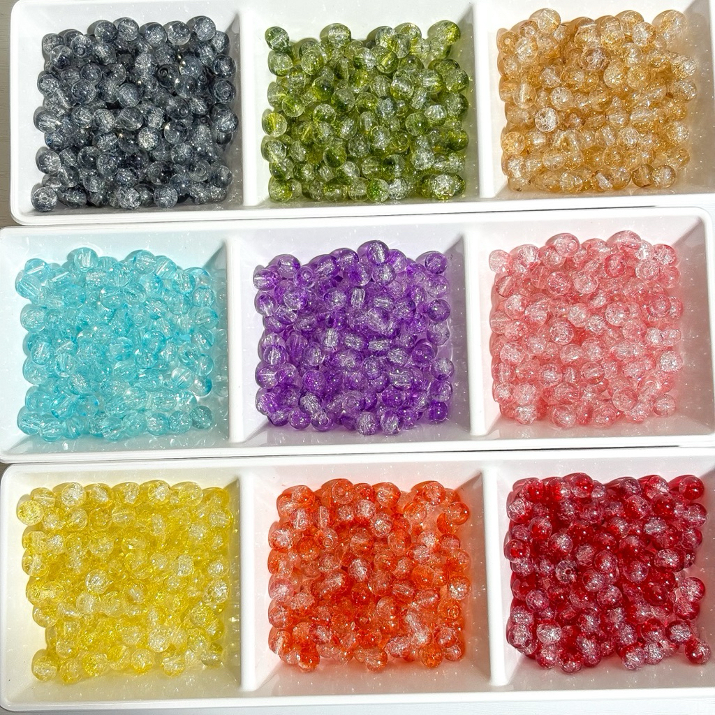 (พน้อมส่งจากไทย)ลูกปัดแก้วกลม 6มิล ลูกปัดกลม 30ชิ้น