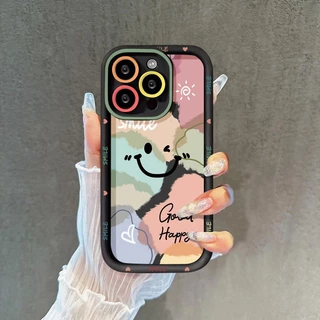 แฟชั่นกราฟิติ ที่มีสีสันยิ้มใบหน้านุ่ม เคส oppoA31 A3s A15 A17 A11 A38 A16 A5s A7 A32 A33 A55 A77 oppoA78 A54 A98 A94 Re