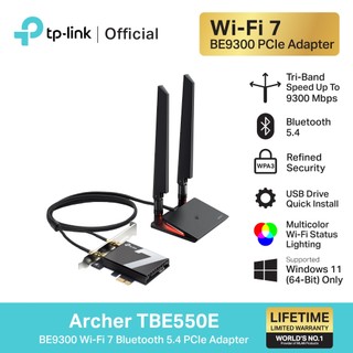 TP-Link Archer TBE550E BE9300  Wi-Fi 7 Bluetooth 5.4 PCIe Adapter สำหรับอัพเกรด PC ประกอบ ประกันแบบ Limited Lifetime