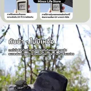 หมวกตกปลา พร้อมหมวกพัดลมปีกกว้าง แฟชั่นแห้งเร็วและการชาร์จ พลังงานแสงอาทิตย์+สามารถชาร์จใหม่ได้ Solar fan hat Minox