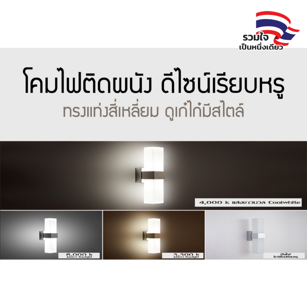 EVE โคมไฟติดผนัง 2 ทาง สำหรับใช้งานภายใน  รุ่น U548923 สำหรับใส่หลอด ขั้ว E14 จำนวน 2 หลอด (โคมเปล่าไม่รวมหลอด)